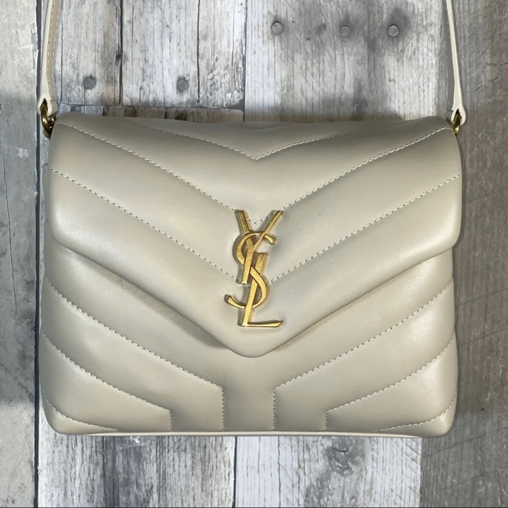 SAINT LAURENT YSL Toy Loulou Matelassé Leather Crossbody Bag - Crema Soft $1850 - Picture 3 of 12